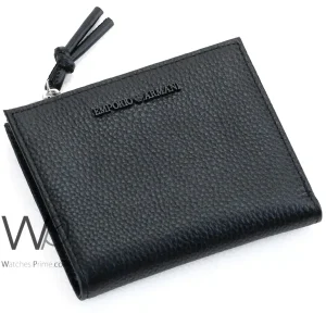 Emporio armani men zipper wallet black genuine leather