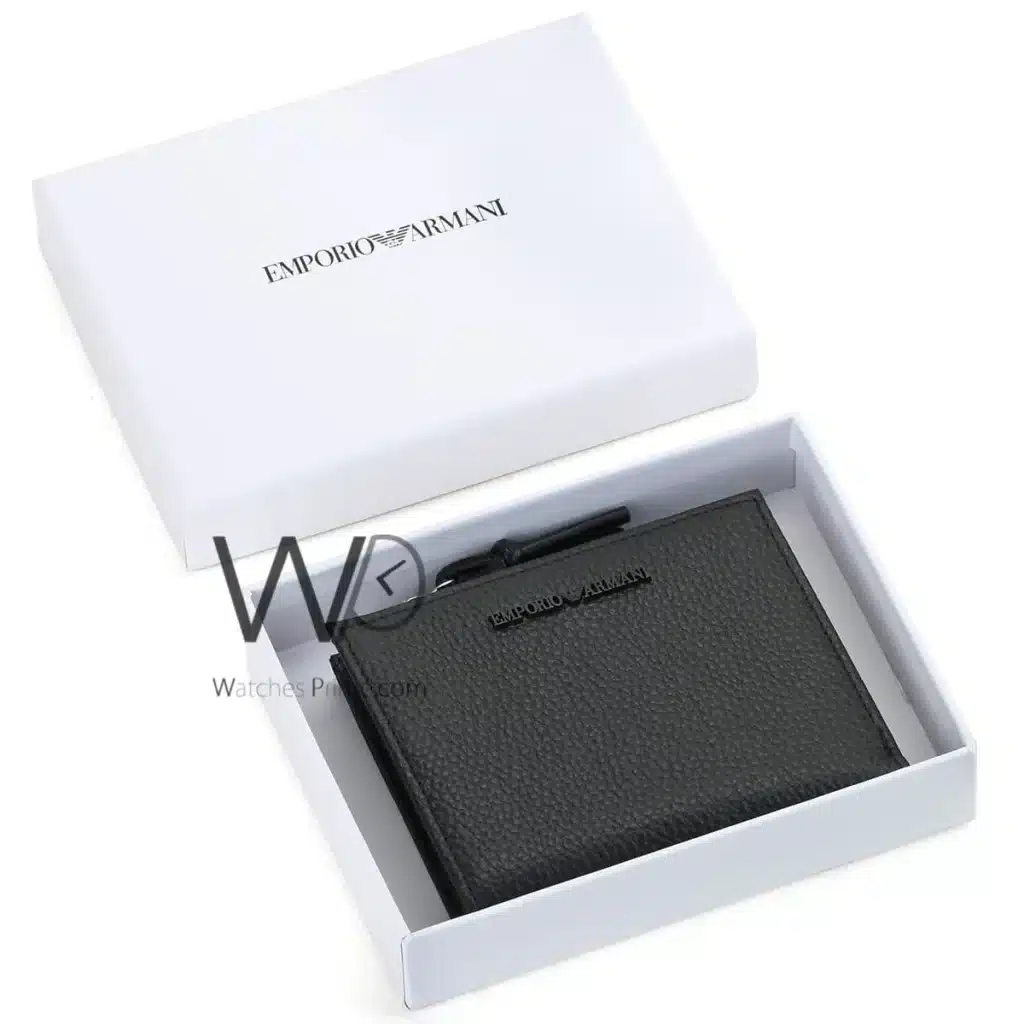 Emporio Armani Zipper Wallet Black For Men | Watches Prime