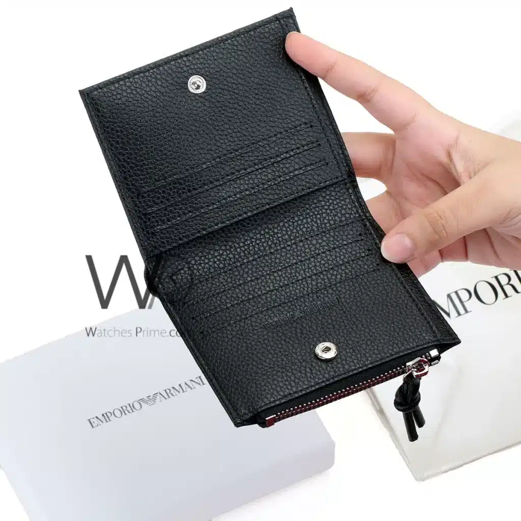 Emporio Armani Zipper Wallet Black For Men | Watches Prime