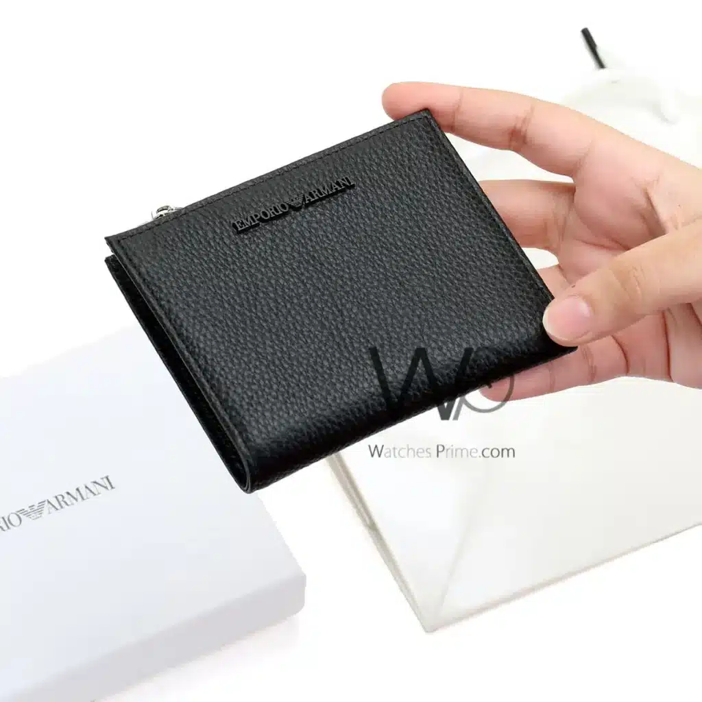 Emporio Armani Zipper Wallet Black For Men | Watches Prime