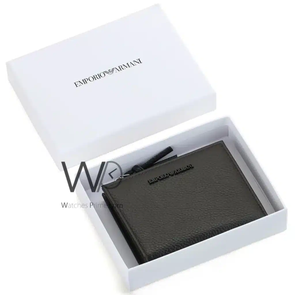 Emporio Armani Zipper Wallet Brown For Men | Watches Prime