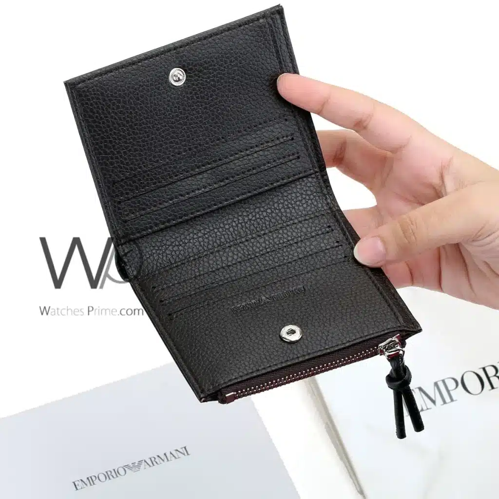 Emporio Armani Zipper Wallet Brown For Men | Watches Prime