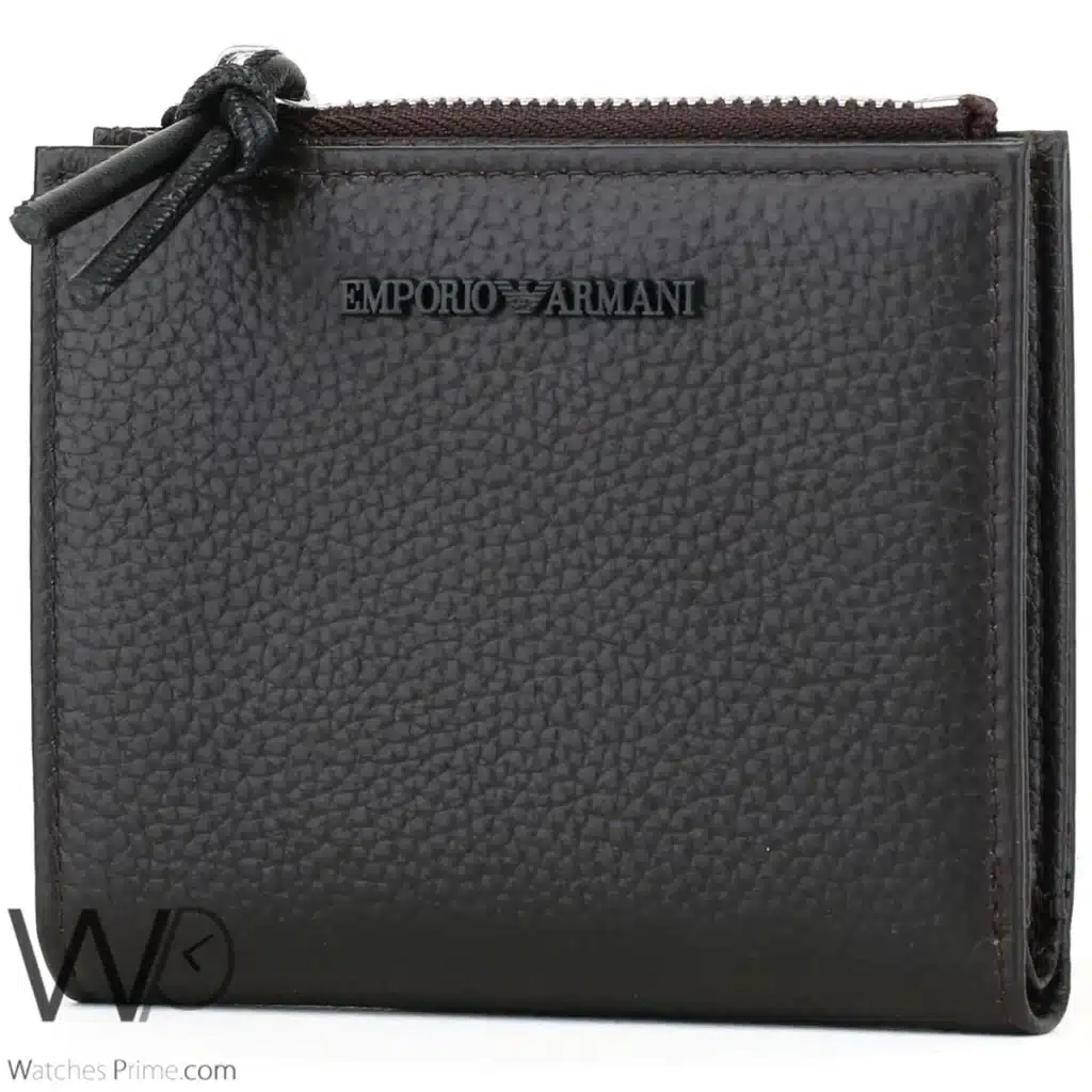 Emporio Armani Zipper Wallet Brown For Men | Watches Prime