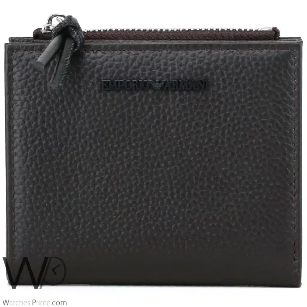 Emporio Armani Zipper Wallet Brown For Men | Watches Prime