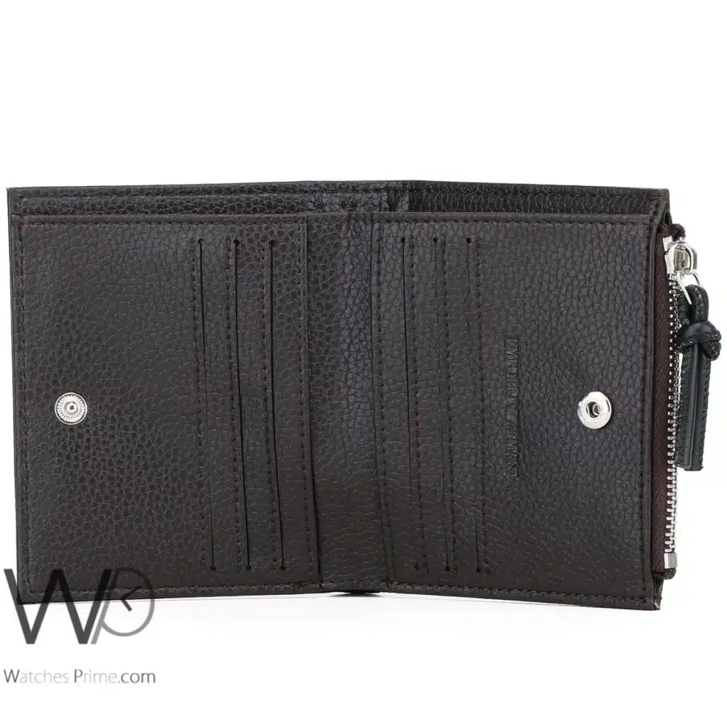 Emporio Armani Zipper Wallet Brown For Men | Watches Prime