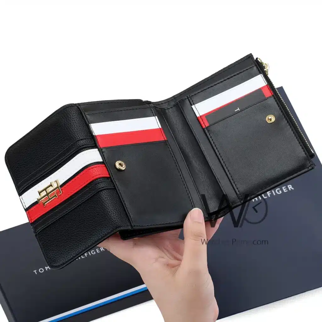 Tommy Hilfiger TH Wallet Leather Black Women | Watches Prime