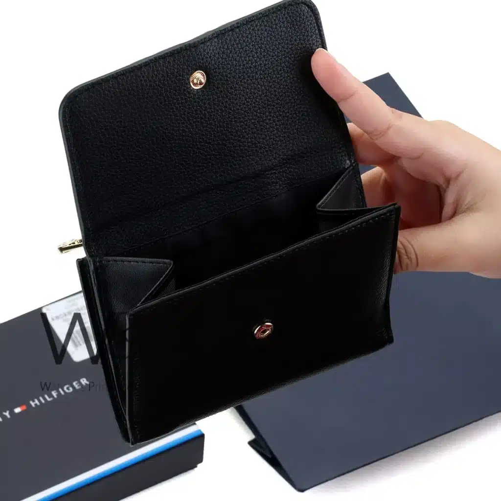 Tommy Hilfiger TH Wallet Leather Black Women | Watches Prime