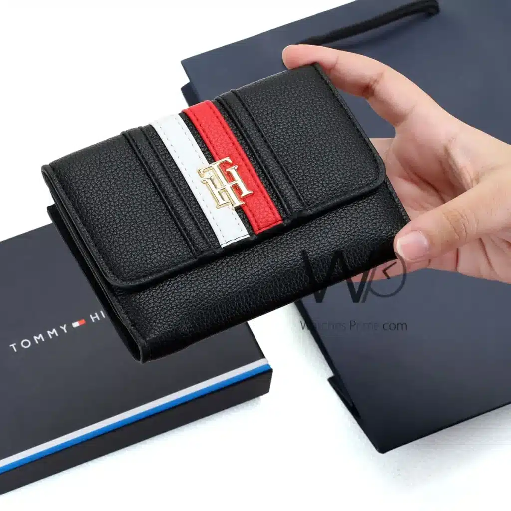 Tommy Hilfiger TH Wallet Leather Black Women | Watches Prime
