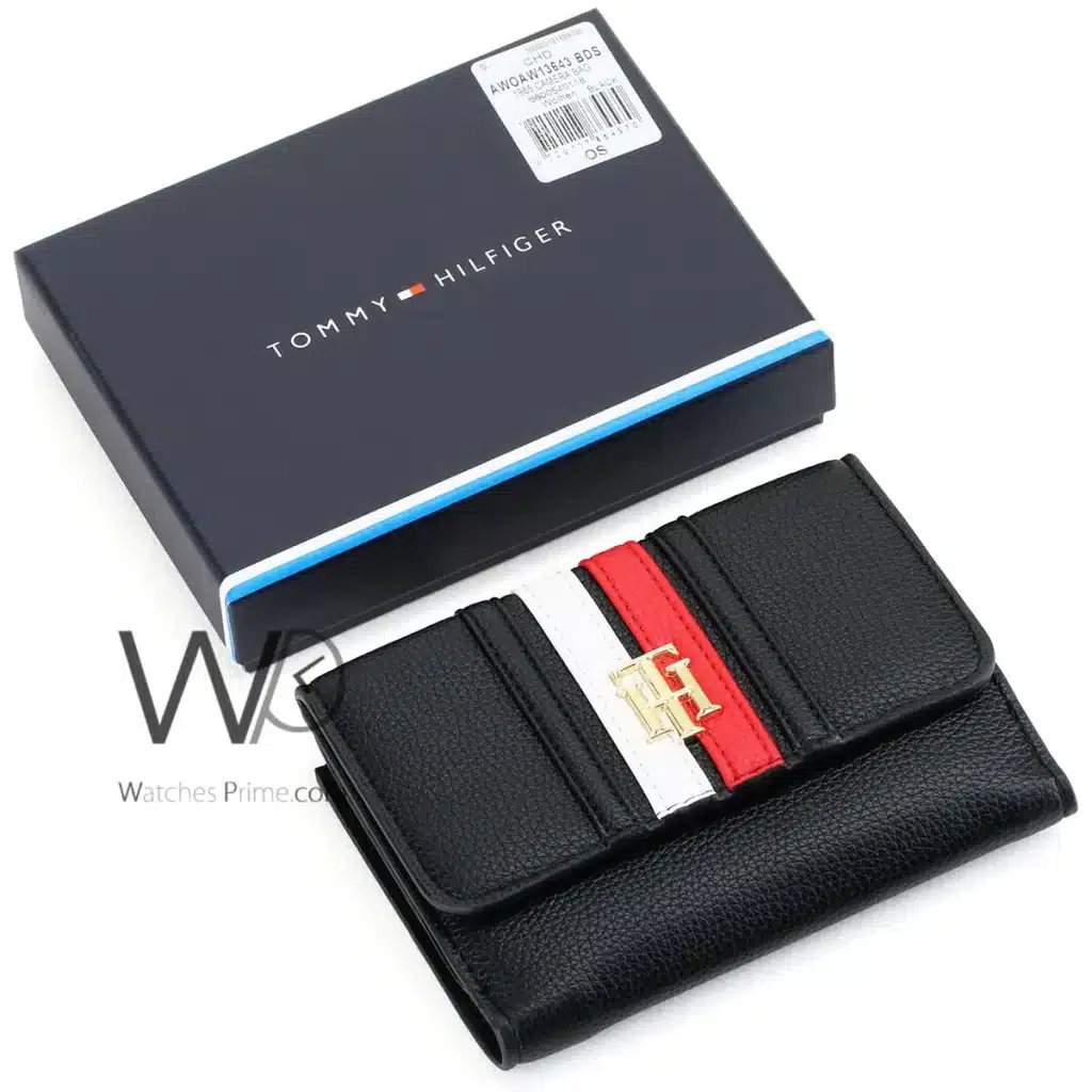 Tommy Hilfiger TH Wallet Leather Black Women | Watches Prime