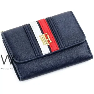 Tommy hilfiger women wallet navy blue genuine leather