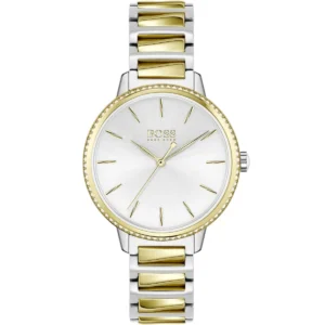 1502568 hugo boss watch women silver dial metal stainless gold strap quartz battery analog three hand signature