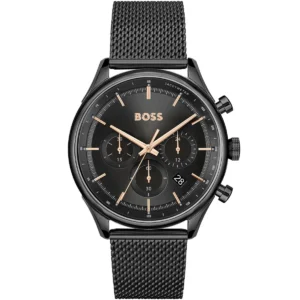 1514065 hugo boss watch men black dial metal stainless strap quartz battery analog chronograph gregor