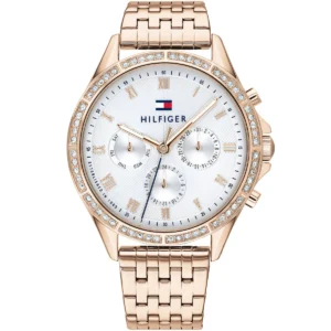 1782143 tommy hilfiger watch women crystals white dial metal stainless steel rose gold strap quartz battery analog ari