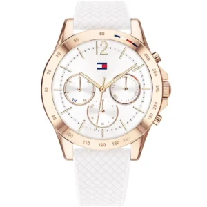1782199 tommy hilfiger watch women white dial rubber strap quartz battery analog haven