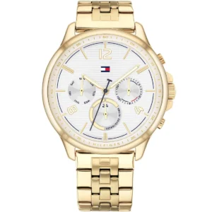 1782223 tommy hilfiger watch women white dial metal stainless steel gold strap quartz battery analog harper