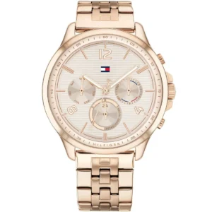 1782224 tommy hilfiger watch women rose gold dial metal stainless steel golden strap quartz battery analog harper