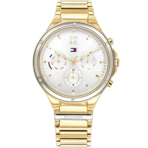 1782278 tommy hilfiger watch women silver dial metal stainless steel gold strap quartz battery analog eve