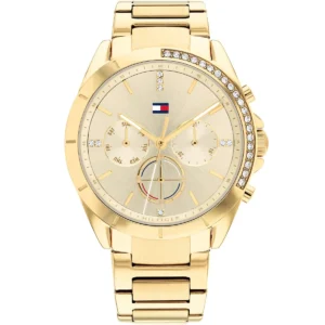 1782385 tommy hilfiger watch women gold dial metal stainless steel golden strap quartz battery analog kennedy
