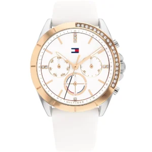 1782388 tommy hilfiger watch women white dial rubber strap quartz battery analog kennedy