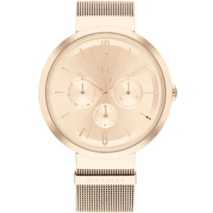 1782538 tommy hilfiger watch women rose gold dial mesh metal stainless steel golden strap quartz battery analog lidia