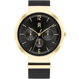1782540 tommy hilfiger watch women black dial mesh metal stainless steel strap quartz battery analog lidia