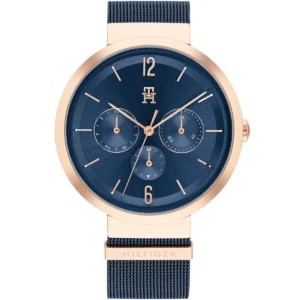 1782541 tommy hilfiger watch women blue dial mesh metal stainless steel strap quartz battery analog lidia