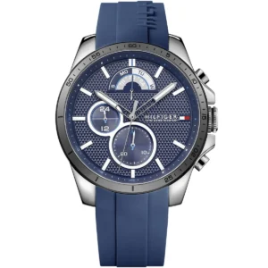 1791350 tommy hilfiger watch 5atm water resistant men blue dial rubber strap quartz battery analog decker
