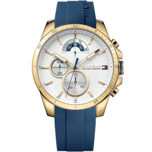 1791353 tommy hilfiger watch 5atm water resistant men white dial rubber blue strap quartz battery analog decker