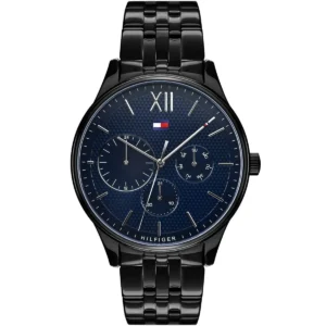 1791454 tommy hilfiger watch men blue dial metal stainless steel black strap quartz battery analog damon