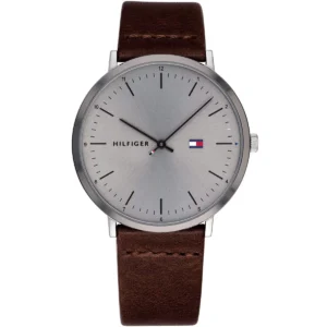 1791463 tommy hilfiger watch men gray dial leather brown strap quartz battery analog three hand james