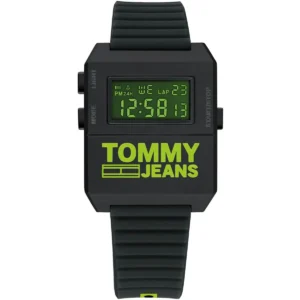 1791675 tommy hilfiger watch square men black dial rubber strap quartz battery digital chronograph jeans