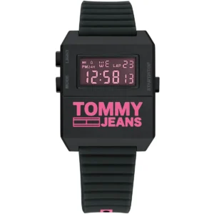1791676 tommy hilfiger watch square men black dial rubber strap quartz battery digital chronograph jeans