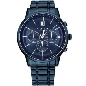 1791694 tommy hilfiger watch established in 1985 dual time men blue dial metal stainless steel strap quartz battery analog kyle