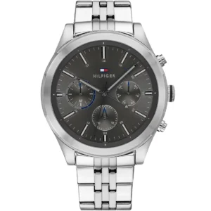 1791737 tommy hilfiger watch men gray dial metal stainless steel silver strap quartz battery analog ashton