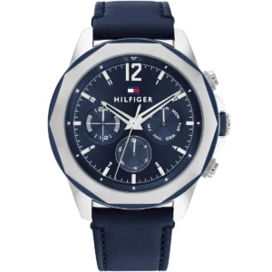 1792063 tommy hilfiger watch men blue dial leather strap quartz battery analog lars