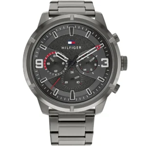 1792071 tommy hilfiger watch men black dial metal stainless steel gray strap quartz battery analog wild