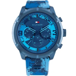 1792073 tommy hilfiger watch men blue dial rubber strap quartz battery analog wild