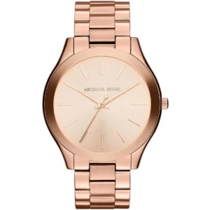 Mk3197 michael kors watch women rose gold dial metal stainless steel strap quartz battery analog three hand runway slim