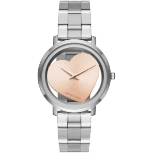 Mk3620 michael kors watch women rose gold dial metal stainless steel silver strap quartz battery analog three hand jaryn
