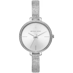 Mk3783 michael kors watch women crystals silver dial metal stainless steel strap quartz battery analog three hand jaryn
