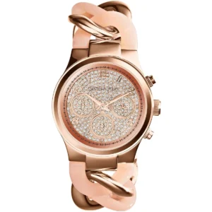 Mk4283 michael kors watch women crystals rose gold dial multi strap quartz battery analog chronograph runway twist