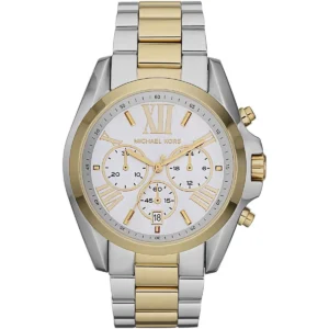 Mk5627 michael kors watch women silver dial metal stainless steel gold two tone strap quartz battery analog chronograph bradshaw