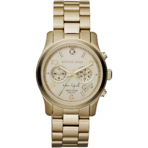 Mk5662 michael kors watch new york limited edition 1950 2000 women gold dial metal stainless steel golden strap quartz battery analog chronograph runway