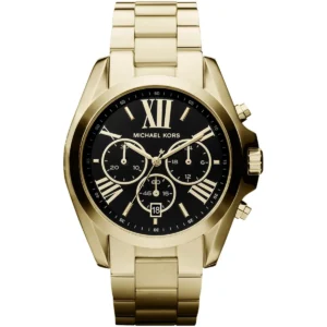 Mk5739 michael kors watch women black dial metal stainless steel gold strap quartz battery analog chronograph bradshaw