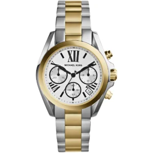 Mk5912 michael kors watch women silver dial metal stainless steel gold two tone strap quartz battery analog chronograph bradshaw