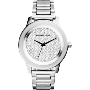 Mk5996 michael kors watch women crystals silver dial metal stainless steel strap quartz battery analog three hand kinley