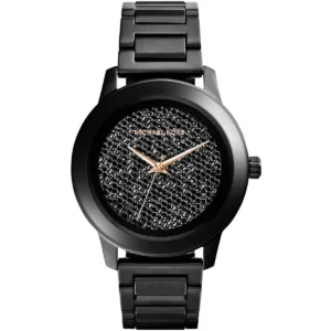 Mk5999 michael kors watch women crystals black dial metal stainless steel strap quartz battery analog three hand kinley