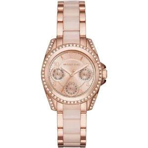 Mk6175 michael kors watch women crystals rose gold dial multi strap quartz battery analog three hand blair
