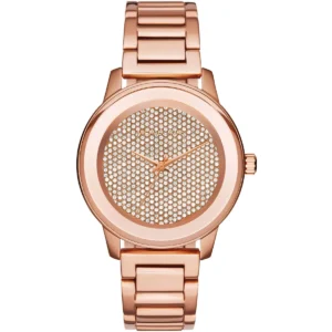 Mk6210 michael kors watch women crystals rose gold dial metal stainless steel strap quartz battery analog three hand kinley