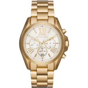 Mk6266 michael kors watch women white dial metal stainless steel gold strap quartz battery analog chronograph bradshaw